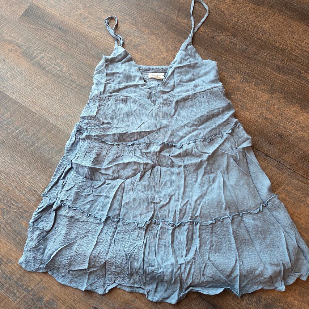 Aeropostale Blue V Neck Tiered Babydoll Dress/Tunic Small